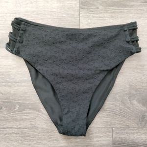 Jonathan Simkhai Black Maris Lace Up Button Bikini Bottom Swimwear Size Small